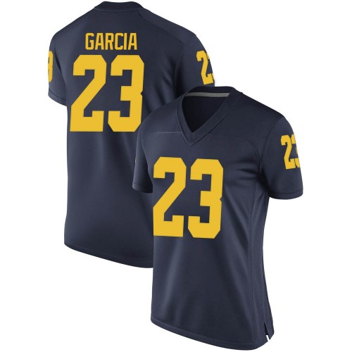 Gaige Garcia Michigan Wolverines Women's NCAA #23 Navy Game Brand Jordan College Stitched Football Jersey FLZ3554IW